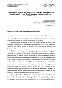 Conexões Ultraliberais Nas Américas: O Think Tank Norte-Americano Atlas Network E Suas Vinculações Com Organizações Latino- Americanas