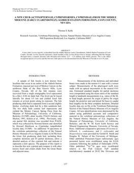 A New Chub (Actinopterygii, Cypriniformes, Cyprinidae) from the Middle Miocene (Early Clarendonian) Aldrich Station Formation, Lyon County, Nevada