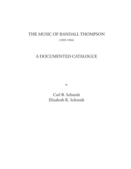 The Music of Randall Thompson a Documented