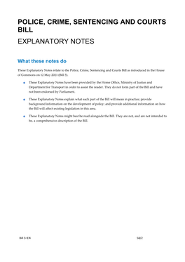 Police, Crime, Sentencing and Courts Bill Explanatory Notes