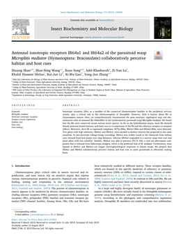 Antennal Ionotropic Receptors Ir64a1 and Ir64a2 of the Parasitoid Wasp Microplitis Mediator (Hymenoptera Braconidate) Collabora