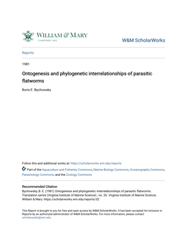 Ontogenesis and Phylogenetic Interrelationships of Parasitic Flatworms