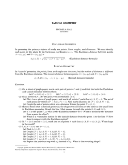 Taxicab Geometry