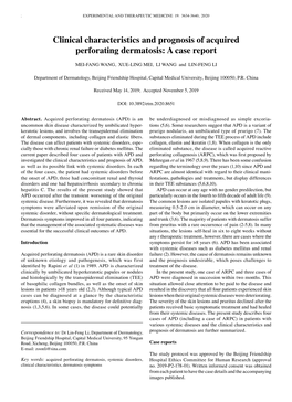 Clinical Characteristics and Prognosis of Acquired Perforating Dermatosis: a Case Report