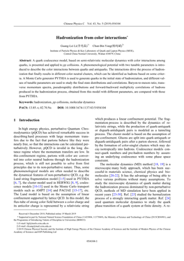 Hadronization from Color Interactions*