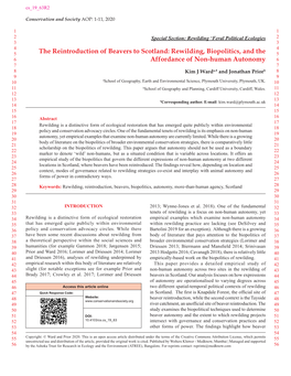 The Reintroduction of Beavers to Scotland: Rewilding, Biopolitics