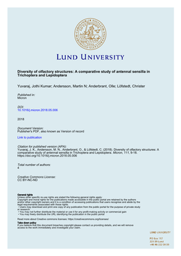Diversity of Olfactory Structures a Comparative Study of Antennal