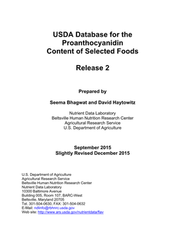 USDA Database for the Proanthocyanidin Content of Selected Foods