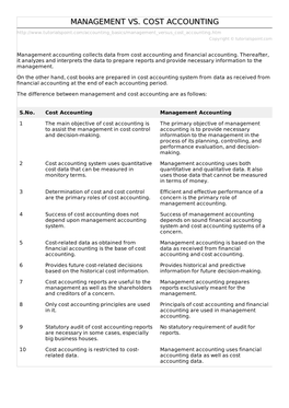 Management Vs. Cost Accounting