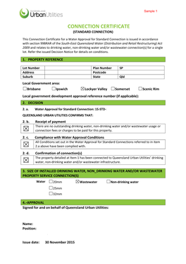 QUU Connection Certificates