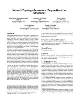 Network Topology Generators: Degree-Based Vs