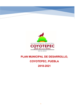 Plan Municipal De Desarrollo, Coyotepec, Puebla 2018-2021
