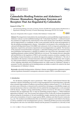 Calmodulin Binding Proteins and Alzheimer's Disease