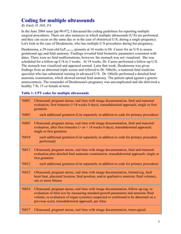 Coding for Multiple Ultrasounds by Emily H