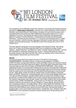1 the Programme for the 56Th BFI London Film Festival in Partnership