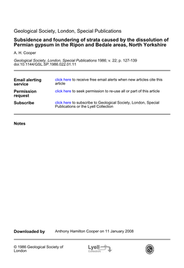 Permian Gypsum in the Ripon and Bedale Areas, North Yorkshire