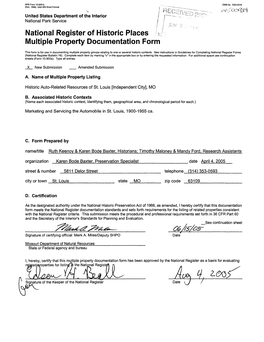 National Register of Historic Places a Multiple Property Documentation Form