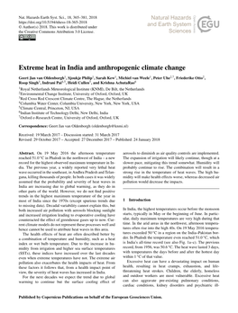 Extreme Heat in India and Anthropogenic Climate Change