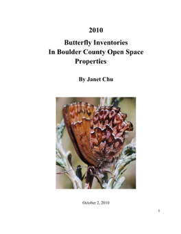 2010 Butterfly Inventories in Boulder County Open Space Properties