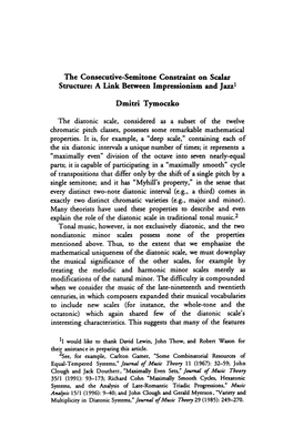 The Consecutive-Semitone Constraint on Scalar Structure: a Link Between Impressionism and Jazz1