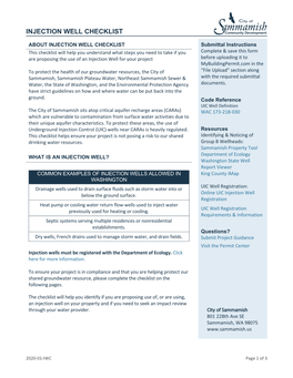 Injection Well Checklist