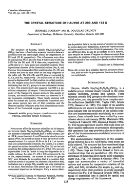 The Crystal Structure of Hauyne at 293 and 153 K