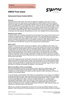 Factsheet Advanced Cruise Control (ACC)