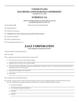 ZALE CORPORATION (Name of Registrant As Specified in Its Charter)