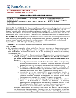 Documentation in Inpatient Medical Record During COVID-19 Surge