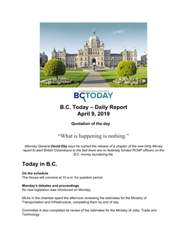 BC Today – Daily Report April 9, 2019 “​What Is