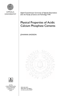 Physical Properties of Acidic Calcium Phosphate Cements