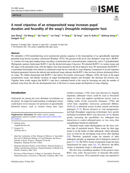 A Novel Cripavirus of an Ectoparasitoid Wasp Increases Pupal Duration and Fecundity of the Wasp’S Drosophila Melanogaster Host