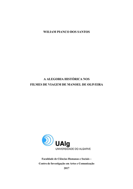 Wiliam Pianco Dos Santos a Alegoria Histórica Nos Filmes De Viagem De