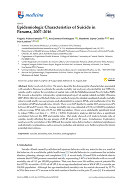 Epidemiologic Characteristics of Suicide in Panama, 2007–2016