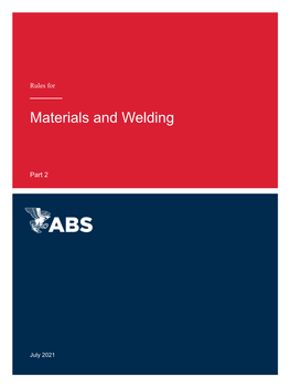 Materials and Welding