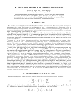 A Classical Spinor Approach to the Quantum/Classical Interface