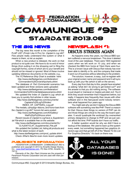 Communique #92 Stardate 2013.08