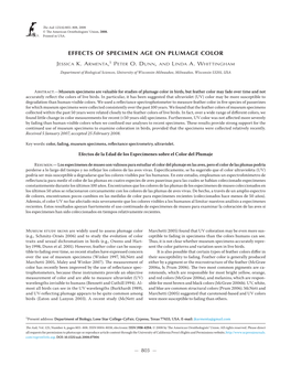 Effects of Specimen Age on Plumage Color