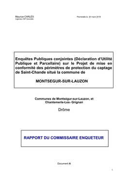 Montsegur Sur Lauzon Rapport