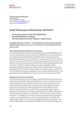 Audi Motorsport Newsletter 45/2015