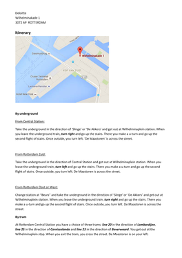 Route Description Deloitte Rotterdam Maastoren
