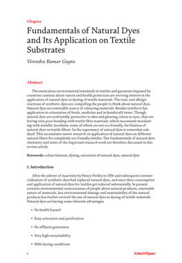 Fundamentals of Natural Dyes and Its Application on Textile Substrates Virendra Kumar Gupta