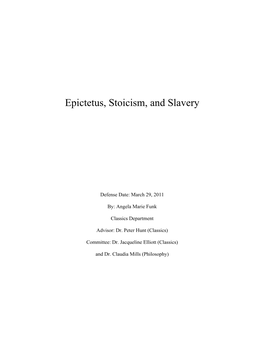 Epictetus, Stoicism, and Slavery