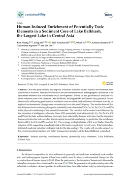 Human-Induced Enrichment of Potentially Toxic Elements in a Sediment Core of Lake Balkhash, the Largest Lake in Central Asia