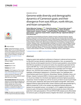 Genome-Wide Diversity and Demographic Dynamics of Cameroon Goats and Their Divergence from East African, North African, and Asian Conspecifics