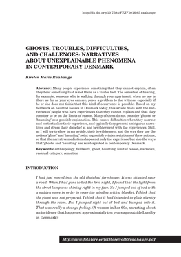 Ghosts, Troubles, Difficulties, and Challenges: Narratives About Unexplainable Phenomena in Contemporary Denmark