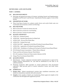 Section 09200 – Page 1 of 8 LATH and PLASTER