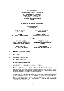 1 of 3 MEETING AGENDA MONTEBELLO PLANNING