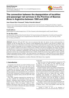 The Connection Between the Depopulation of Localities and Passenger Rail Services in the Province of Buenos Aires in Argentina Between 1960 and 2009