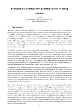 Sources of Biases in Microwave Radiative Transfer Modelling Peter